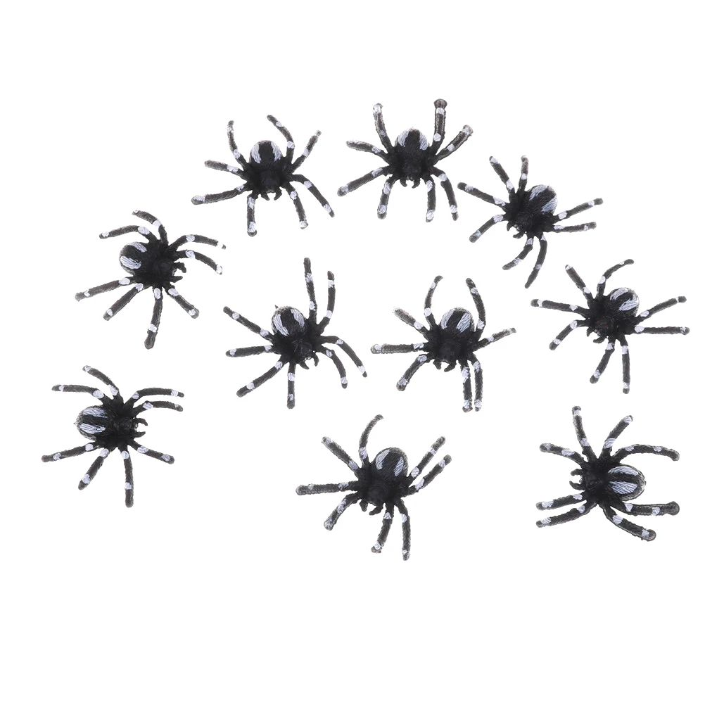 5pcs/lot 4.5cm Small Black Plastic Fake Spider Toys Novelty Funny Joke Prank Realistic Props Halloween Decorative Spiders - купить по