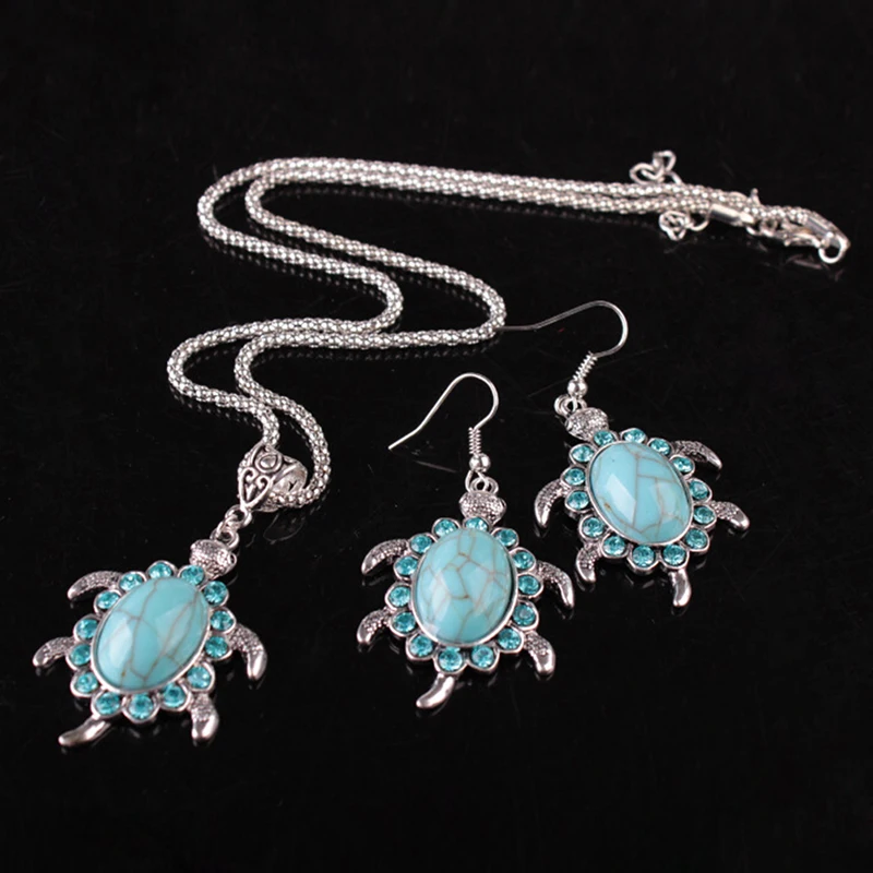 Ювелирные наборы с бабочками/черепашками и кристаллами винтажные серьги