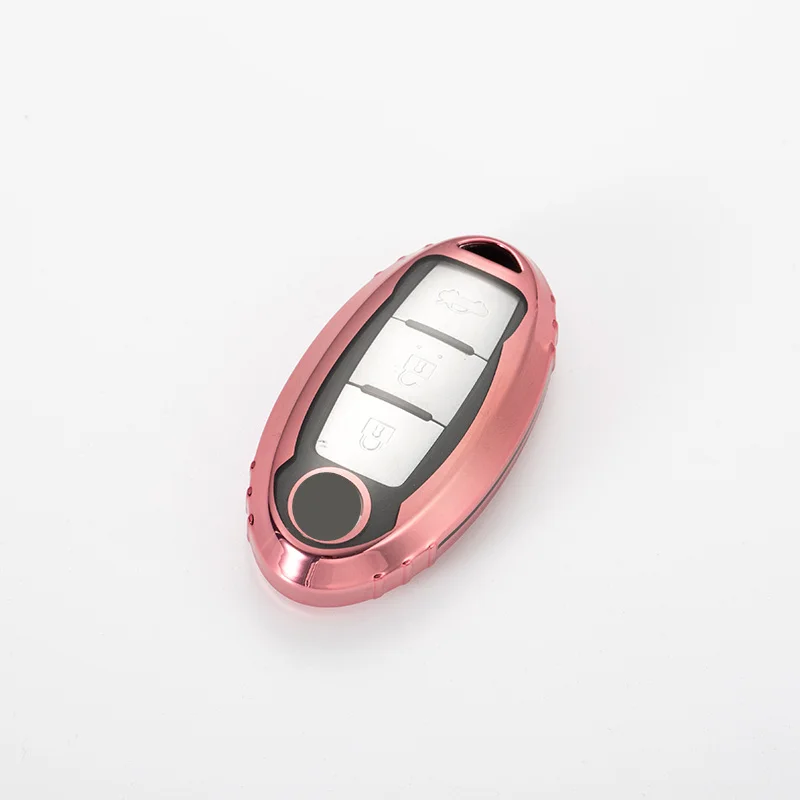 A-pink Мягкий чехол для ключей автомобиля из ТПУ для Nissan Qashqai J10 J11 X-Trail t31 t32, Tiida Pathfinder, Murano Note, Juke Infiniti, брелок - Название цвета: A-pink