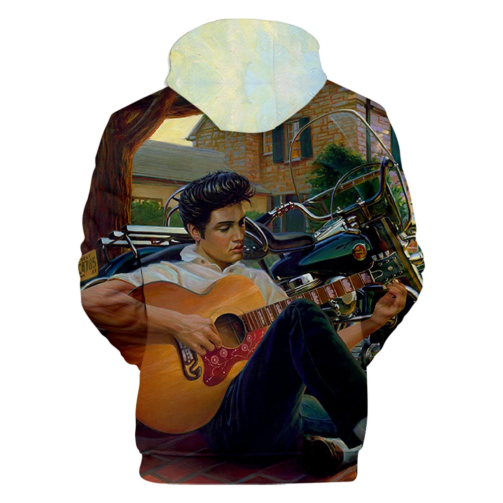 Elvis Presley new men and women 3D hoodie fashion orange casual Elvis Presley Harajuku 3DHooded autumn and winter pullover