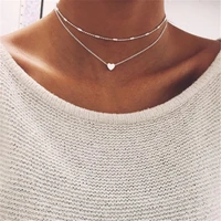 alloy heart shape necklace clavicle chain new simple fashion jewelry for women