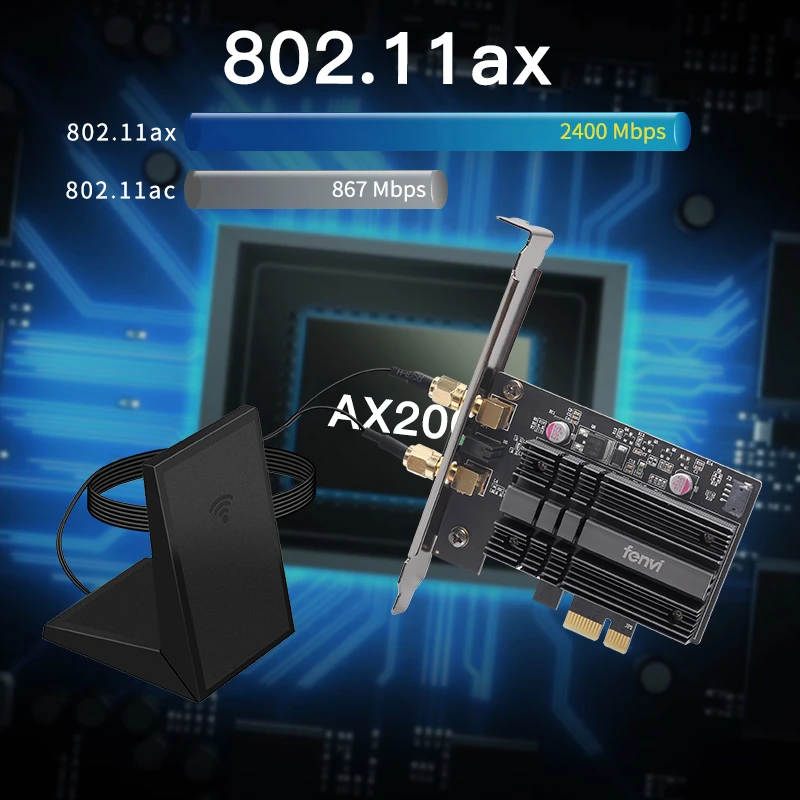 Настольный двухдиапазонный 2400Mbpss беспроводной адаптер Wi Fi 6 AX200 Wifi сетевая карта