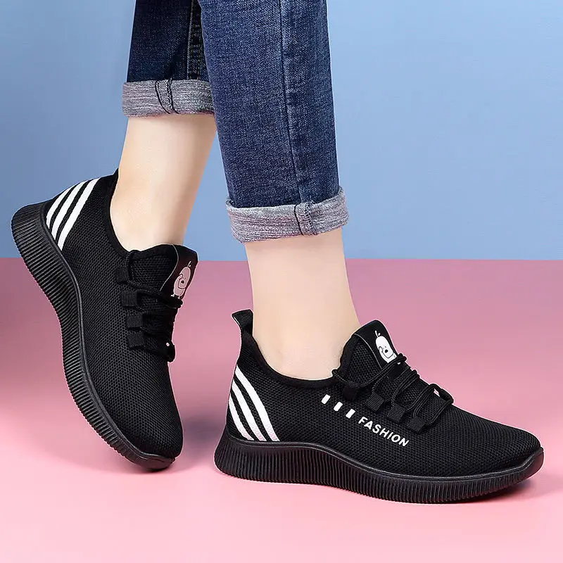 Zapatos De Mujer 2021 Trendy Rubber Soled Sneakers Soft Sole Fitness Shoes Women Hiking Sneakers Portable Travel Shoes Woman