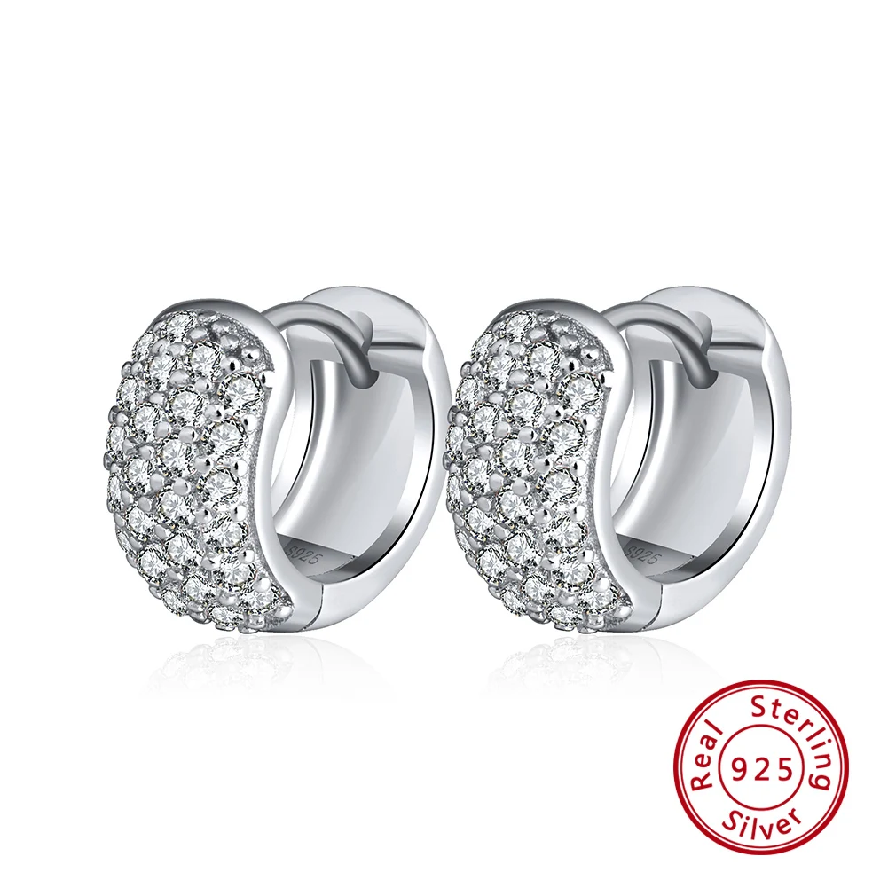 Silver Color ORSA JEWELS женские серебряные серьги-кольца из натуральной 925 пробы, маленький серебряный цвет, розовое золото, Женские Ювелирные украшения для вечеринки, подарок, SE101 - Цвет камня: Silver Color