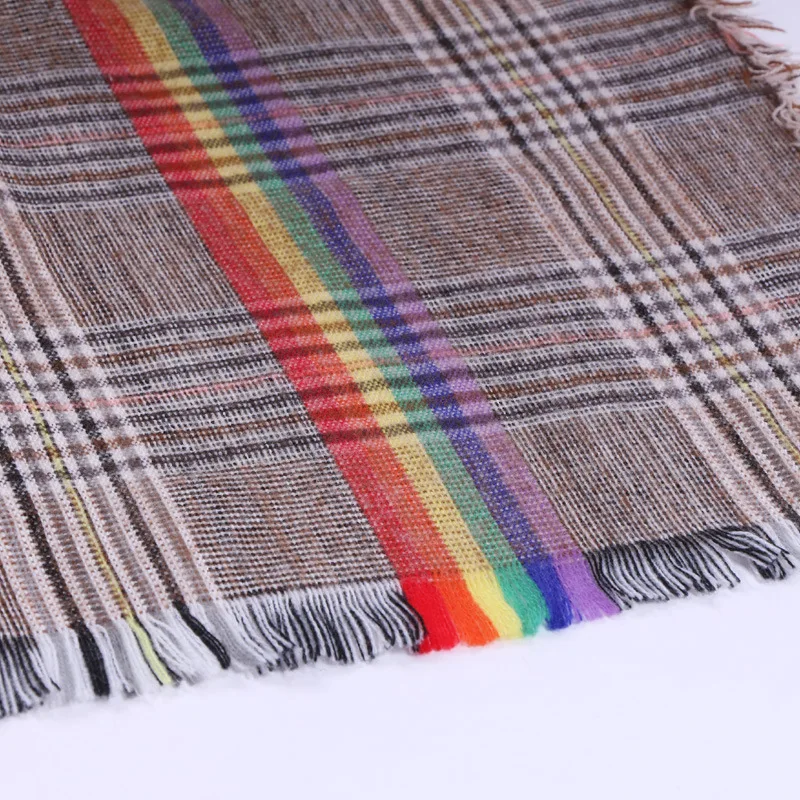 Модный шарф для мужчин и женщин кашемировые шарфы в радужную клетку зимние