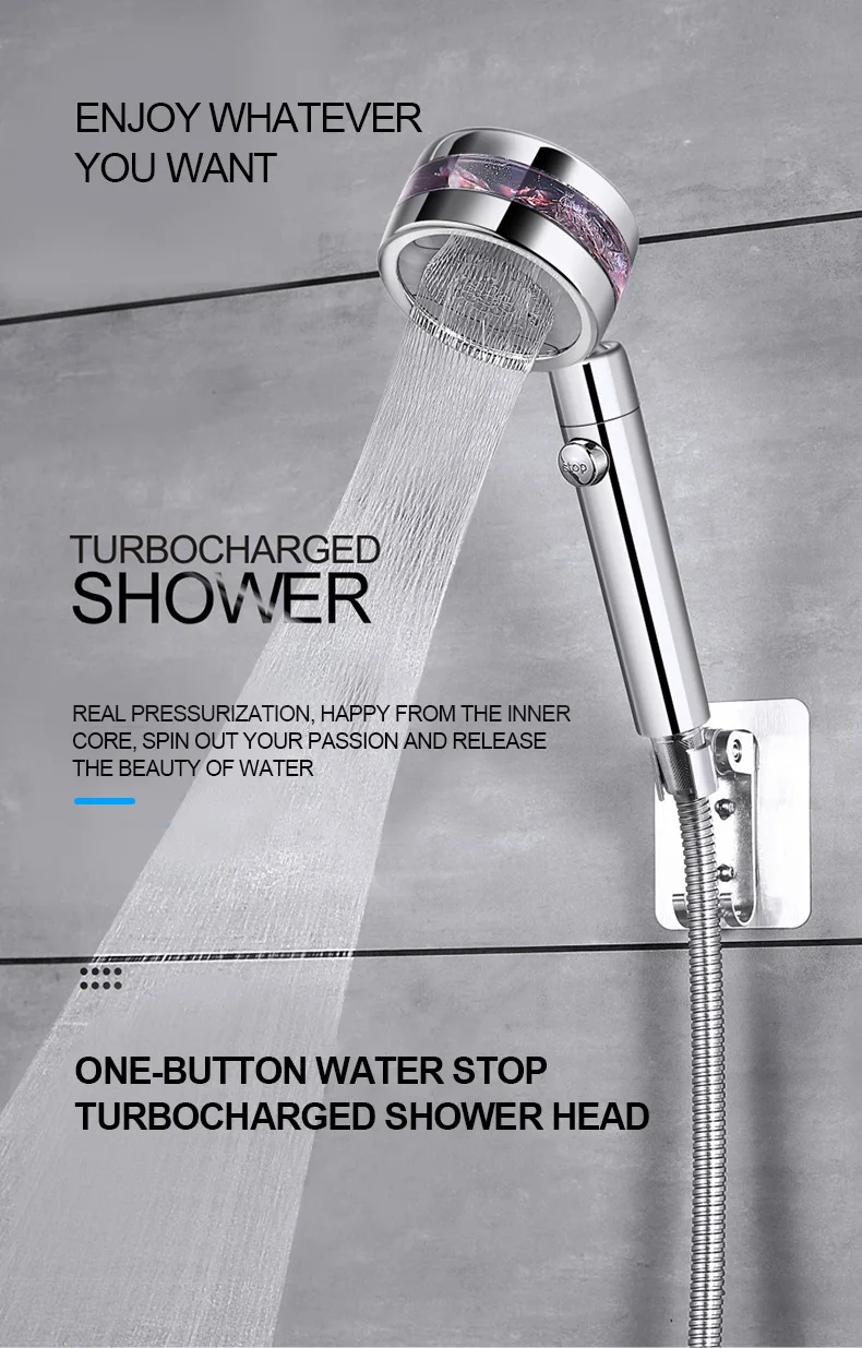 Двухсторонняя насадка для душа с турбонаддувом и поворотом на 360 градусов 3