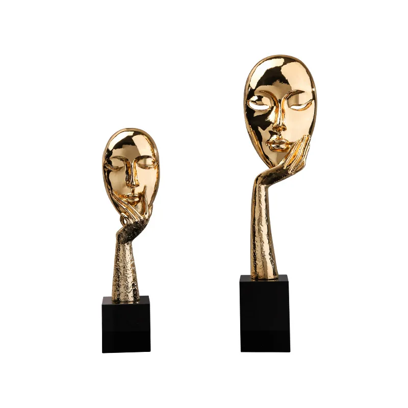 

Creative Abstract Alloy Mask Luxury Accessories Study Wine Cabinet Desk Modern Simple Crafts Decorations For Home