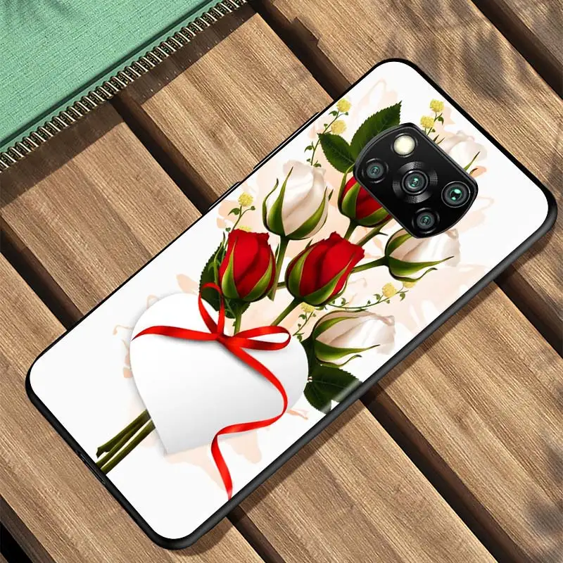

Red Flower Butterfly For Xiaomi Redmi K30 K30S Mi 10T Lite Pro Poco X3 NFC X2 M3 M2 F2 Pro C3 F1 Soft Black Phone Case