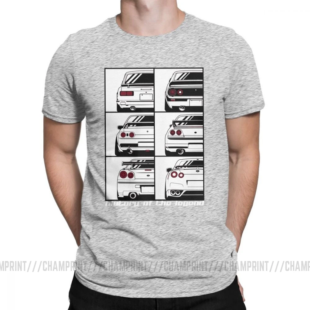 Мужские GTR Skyline история футболки автомобили моторы Japan JDM Datsun хлопковая одежда короткий рукав вырез лодочкой футболка большой размер футболки - Цвет: Серый