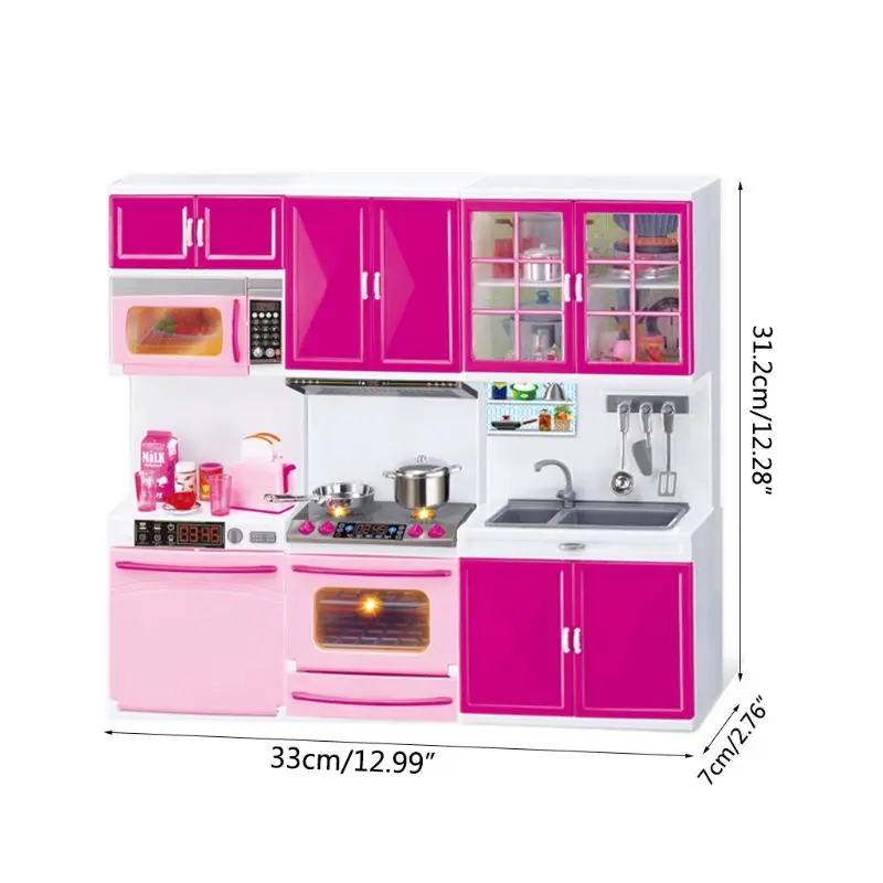 

Simulation Kitchen Cabinets Set Children Pretend Play Cooking Tools Mini Dolls