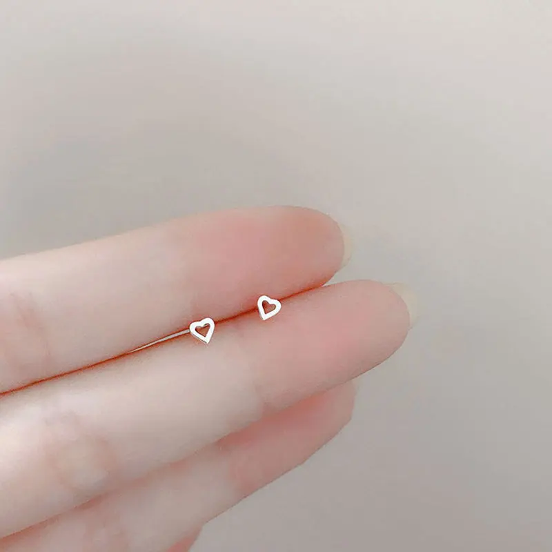 Mini Heart Stud Earrings For Women Japanese Simple Style Keep Pierced Cartilage Ear Nails Girl Sweert Dating Accessories Jewelry