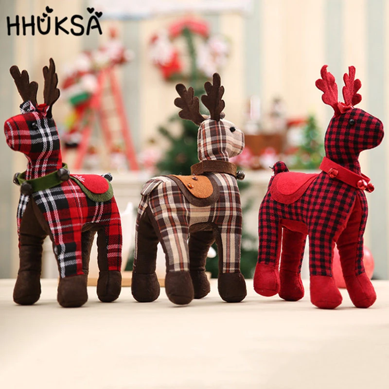 1Pc Cute Elk Doll Christmas Decorations For Home New Year Gift Plush Toy Give Childrens Christmas Tree Decorations Home Decor