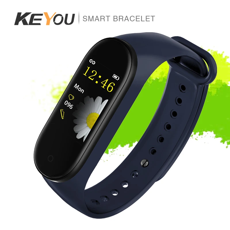 Смарт часы браслет кровяное давление KEYOU M4 Bluetooth для мужчин с Facebook Whatsapp Twitter SMS напоминание Smartwatch10|Смарт-часы| |