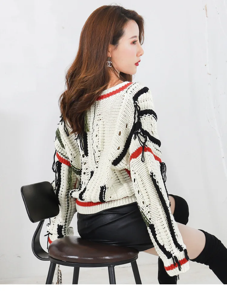 Max LuLu Модный корейский трикотаж женская зимняя одежда в стиле панк женские трикотажные хлопковые свитера в полоску винтажные сексуальные пуловеры с v-образным вырезом