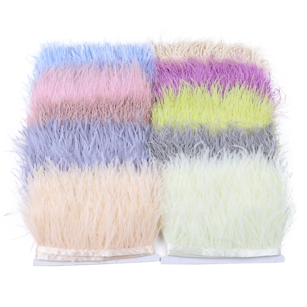 

1 Meter Natural Ostrich feather Trims Ribbon 6-8cm Dyed Colorful feathers for Dress Clothing Dress Decoration Sewing Crafts