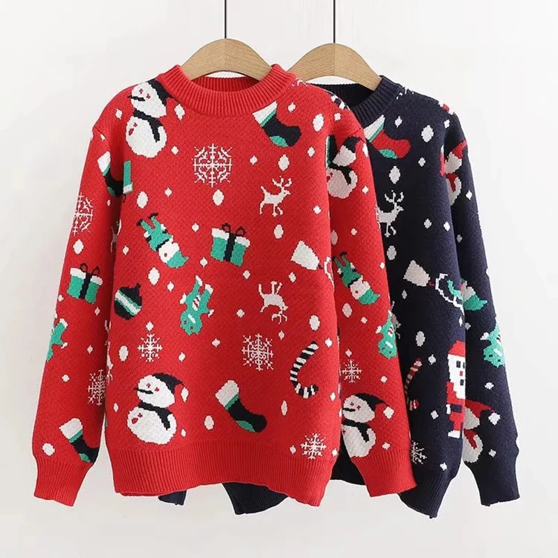 Plus Size Jumper Snowman Deer Sweaters New Santa Claus Xmas Patterned Christmas Sweaters Tops For Men Women Pullovers