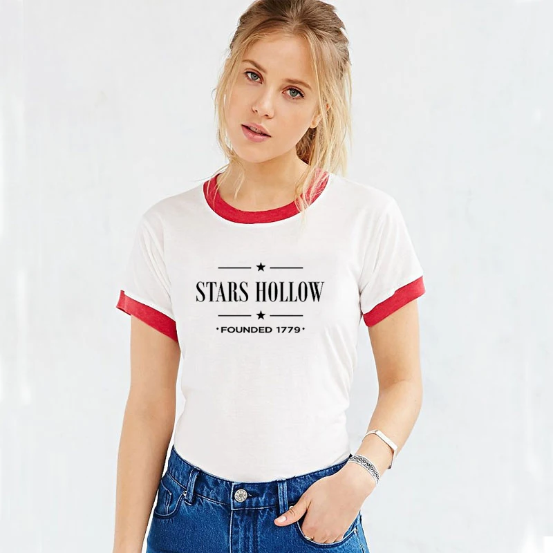 Футболка для девочек с принтом в виде звезд коротким рукавом 90s|Футболки| |
