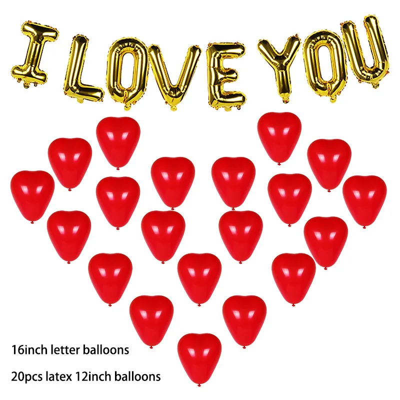 love balloon set-G 16 дюймов золотистые воздушные шары из фольги с надписью «Любовь» в форме сердца/воздушные шары висит розовой мишкой подарок для Обручение Свадебные украшения День Святого Валентина Декор - Цвет: love balloon set-G