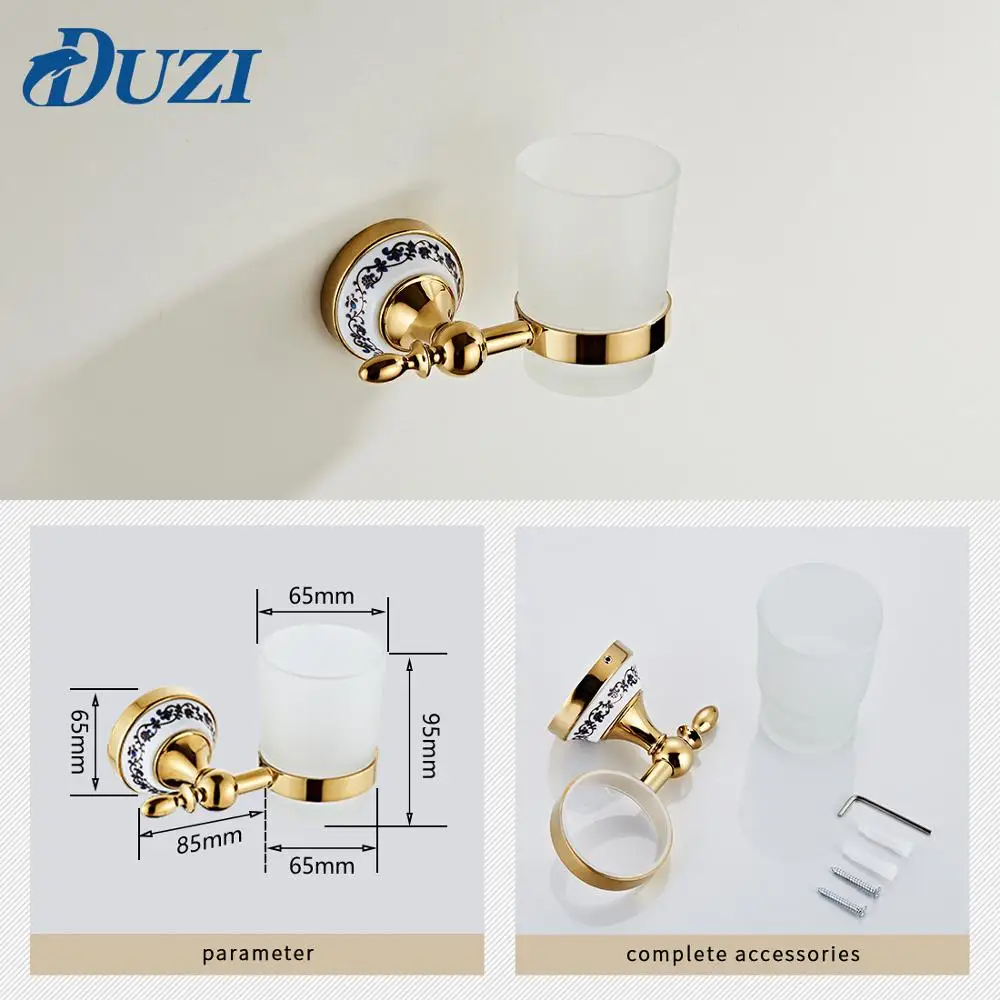 zinc alloy gold bathroom accessories in bulk sale contain towel bar robe hook paper holder cup holder soap box bath hardware set free global shipping