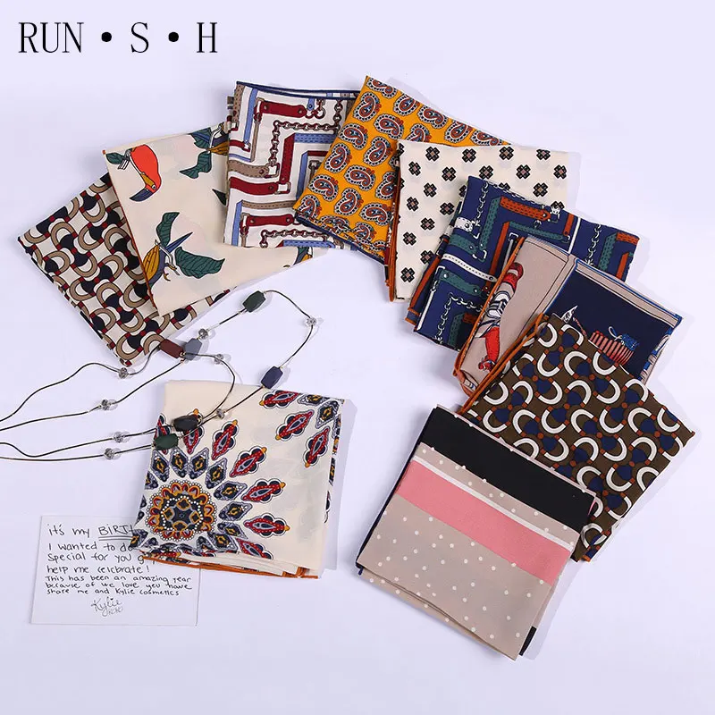 Орехи кешью печати шифон с шелковой текстурой и небольшой шарф 2019 новые