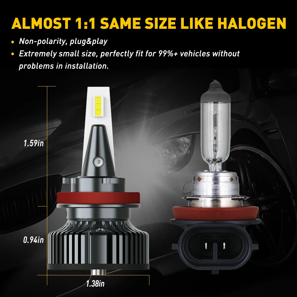

AUXITO 2PCS 6500K 8000LM White H8 H9 H11 Led Bulb Headlight H4 HB2 Auto Led Lamps 12V 9005 HB3 9006 HB4 9012 Auto Headlight