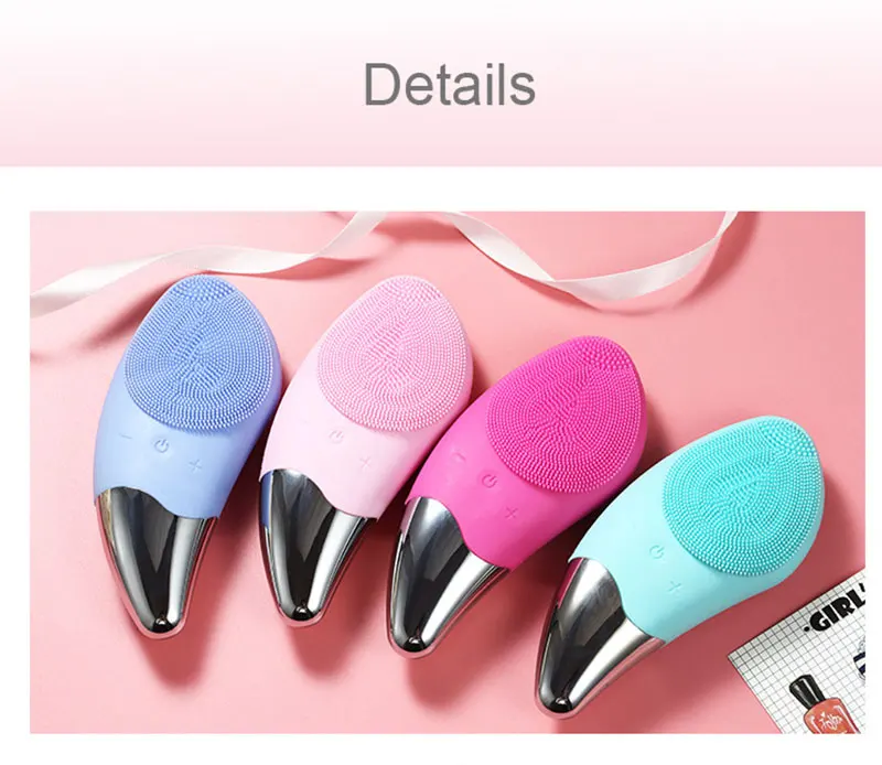 Мини-электрическая звуковая кисть для очистки дица, силиконовый Вибрационный очиститель, глубокая кисточка для чистки пор, Массажная щетка для лица