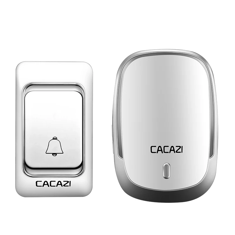Беспроводной водонепроницаемый дверной звонок CACAZI, работающий от аккумулятора постоянного тока, 1, 2, кнопка, 1, 2, 3, приемник, 200 м, пульт дистанционного управления, Умный домашний звонок, дверной звонок - Цвет: 1 button 1 receiver