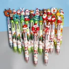 1 шт., ручка для рождественской елки, Санта-Клаус, лось, креативная ручка с многоцветным прессом, шариковая ручка, 6 цветов