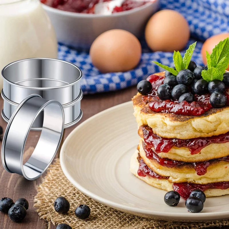 

Double Rolled Tart Rings Stainless Steel Round Muffin Rings Metal Crumpet Rings Molds for Making Crumpet,Tart,Muffin 12