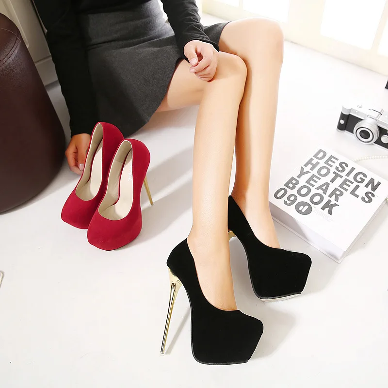 

16cm Sexy Pumps Wedding Women Fetish Shoes High Heels Stripper Flock Pumps Velvet Woman Heel Shoes Zapatos Mujer