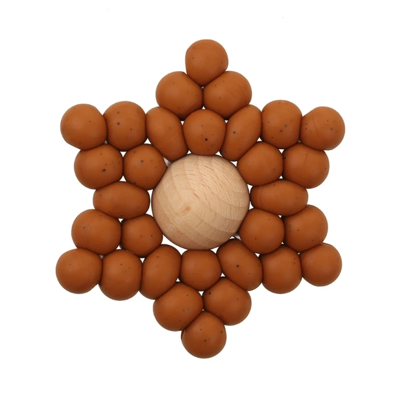 

1PC Baby Teether Gym Play Beech Toy Teething Bracelet Pendant Food Grade Silicone Beads Montessori Baby Products Toys