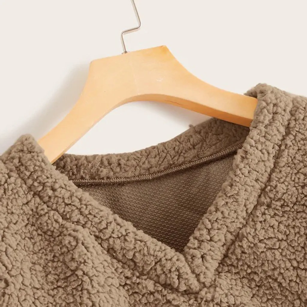 Kawaii moletom feminino sudadera mujer Модный свитшот Женский Повседневный свободный длинный рукав однотонный свитшот с v-образным вырезом