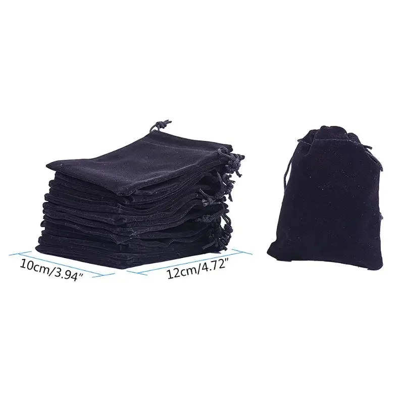 

50Pcs 10x12cm Black Velvet Gift Bag Drawstring Pouches Jewelry Ring Packing Bags Y5JC