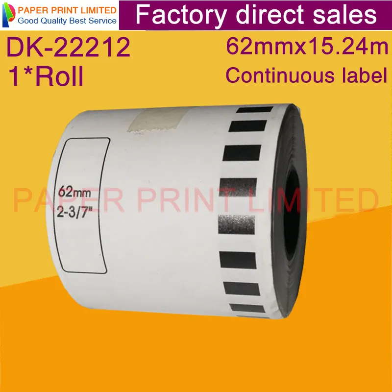 1 x Рулоны brother dk 22212 dk22212 2212 DK непрерывные этикетки белая пленка 62 мм 15 24 м| |