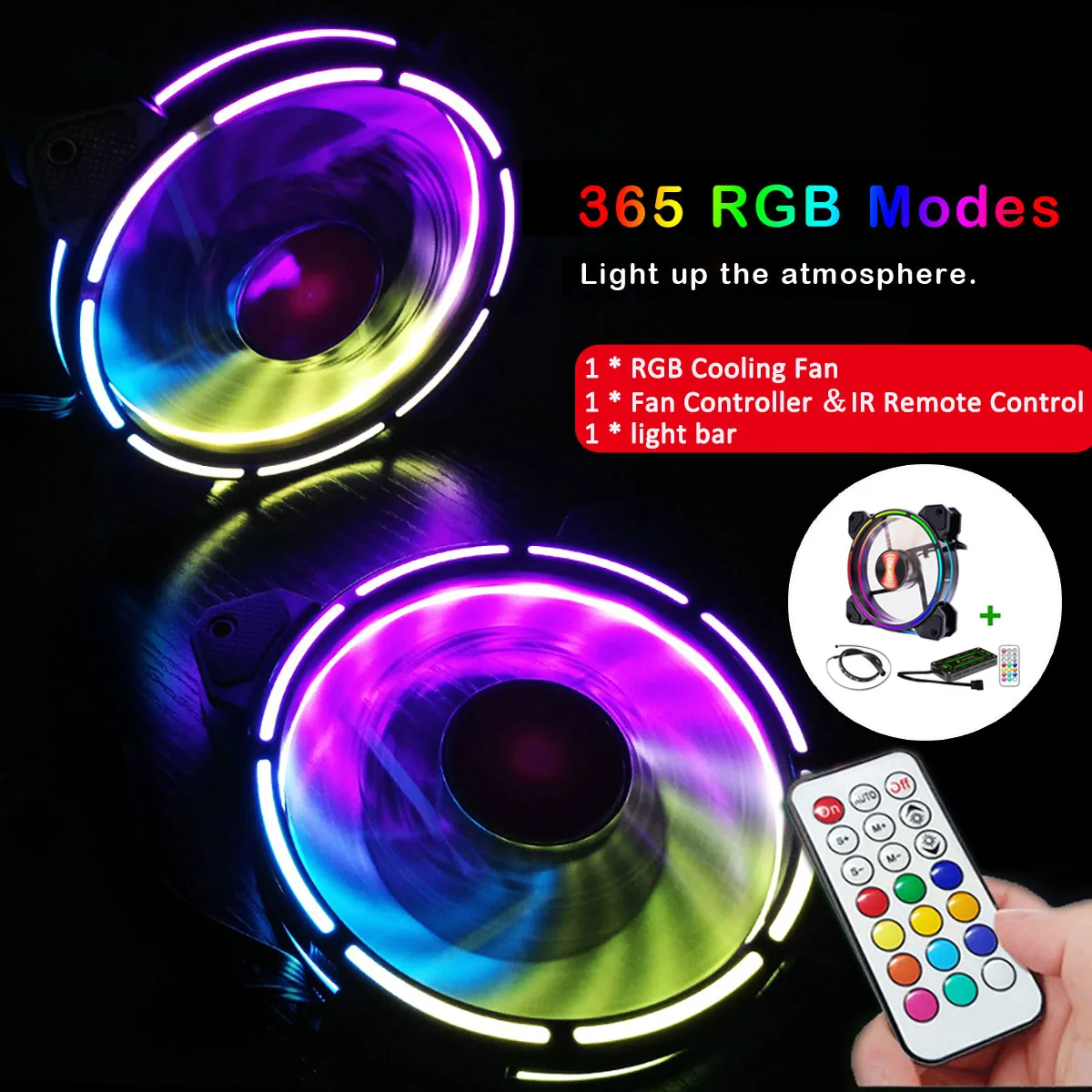 120 мм кулер вентилятор двойной Aura DC 12 В RGB PC Вентилятор охлаждения для компьютера бесшумный игровой чехол с ИК-пультом дистанционного управления светодиодный светильник