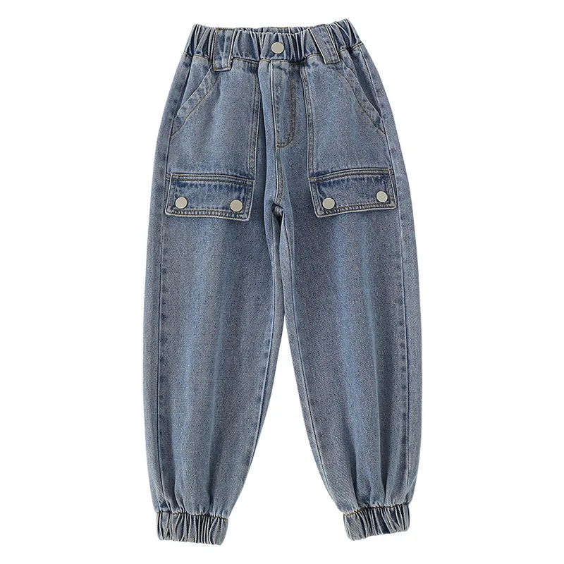 

Girls' jeans fall 2021 new big boy han edition of tall waist trousers children's wear the spring and autumn period and the be