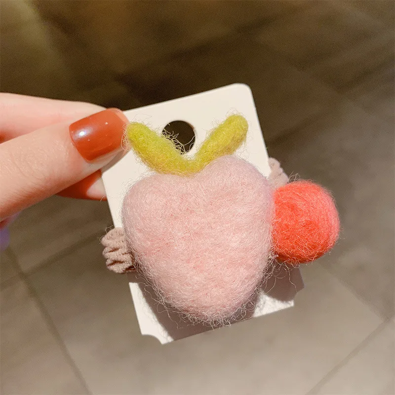 Милая мультяшная резинка для волос с фруктами эластичная шерстяная детский