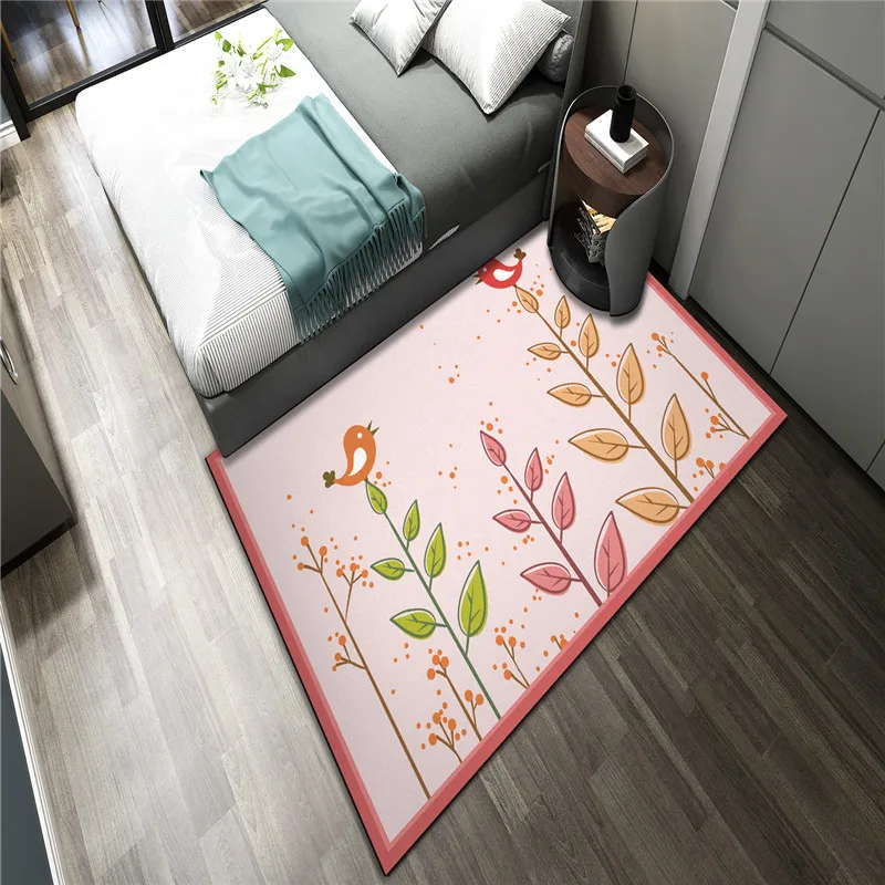 

Living Room Carpet Machine Printing Bedroom Rug Abstract Coffee Table Floor Mat Room Large Pink Bedside Carpet Women Room