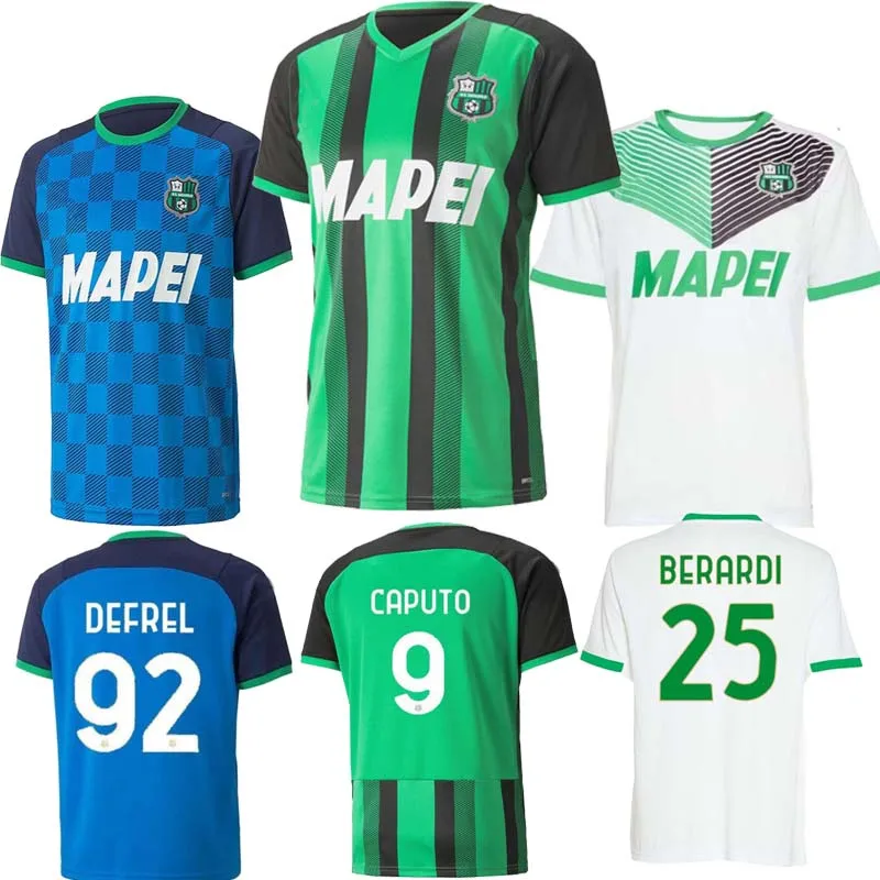 

21 22 Sassuolo Football Jerseys 100TH Berardi CAPUTO BOGA Locatelli 2021 2022 home away maglietta Calcio Traore Football Shirts