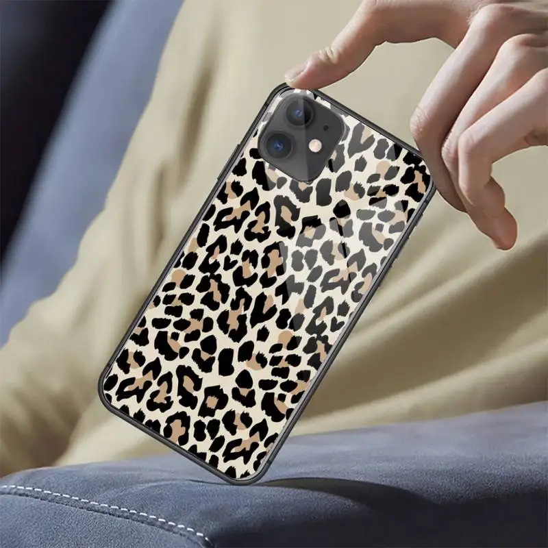 

Leopard print aesthetics painting coque cover funda Phone Case Tempered glass For iphone 5C 6 6S 7 8 plus X XS XR 11 PRO MAX