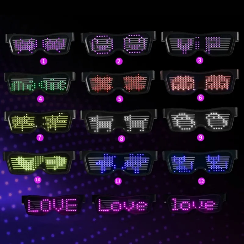 

TY-Magic Bluetooth Party Glasses Led By APP Control Luminous Shielding USB Charging Glasses DIY Application Control