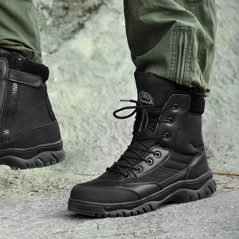 Unisex High Top Military Tactical Boots Men Leather Outdoor Waterproof Hunting Boots Women High Quality Camo Desert Magnum Boots