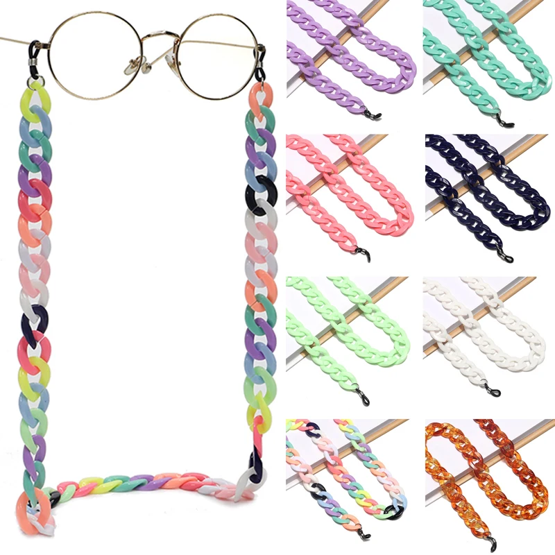

Retro Bright Acrylic Sunglasses Chain Lanyards Transparent Color Reading Glasses Hanging Neck Strap Cord Eyeglasses Chain
