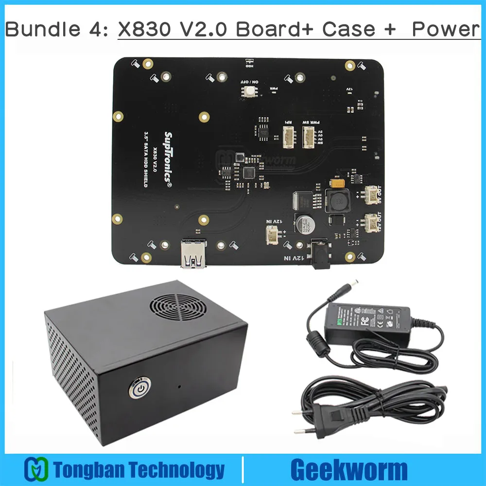 Raspberry Pi X830 V2.0 SATA HDD плата расширения с функцией безопасного выключения, 3," HDD модуль хранения для Raspberry Pi 3 B+ Plus/3B - Цвет: Board-Power-Case