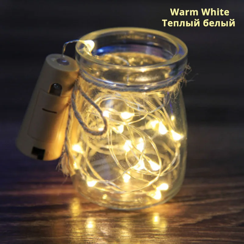 warm white 20 светодиодов 2 м Серебряная линия светильник с пробкой для бутылки для стеклянной бутылки для украшения праздника свадебные украшения лампы - Испускаемый цвет: warm white