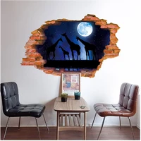 living room background decoration removable wall stickers 3d starry sky giraffe new product