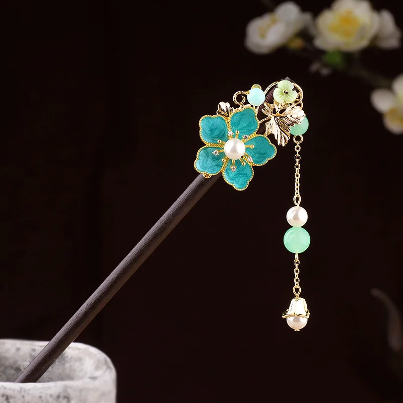 Original Ornament Handmade Antique Hairpin Female Coiled Wood Pearl Tassel Step Shake | Украшения и аксессуары