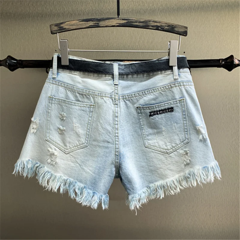 Шорты женские джинсовые с заплатками повседневные свободные штаны трапеция