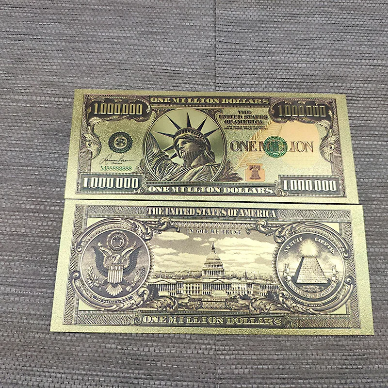 1PC Gold Plated US Dollar One Million Fake Money Foiled Platsic Banknotes Crafts For Collection Home Decor Souvenirs - купить по