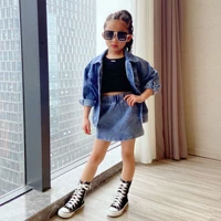 2021 baby girl fashion clothing set cute denim jacket denim skirt clothes sets children party birthday wear